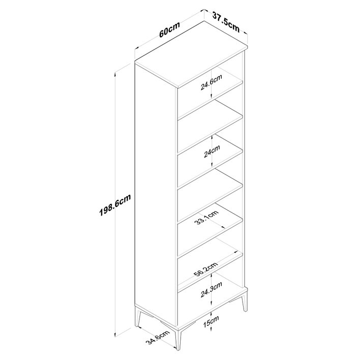 Hanah Home EA116 -2746 Recibidor de Entrada Elegante Nogal y Blanco 60x198x37.5cm
